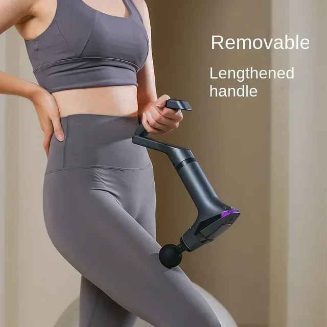Extended Handle Massage Gun - RGB Light & Variable Speed Muscle Relaxation for Back/Legs Fitness Vibration Massager with Strap 3