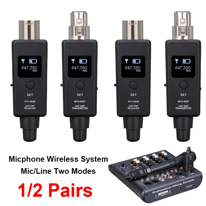 RechargeableDynamicMicrophoneWirelessSystemUHFDSPTransmitter