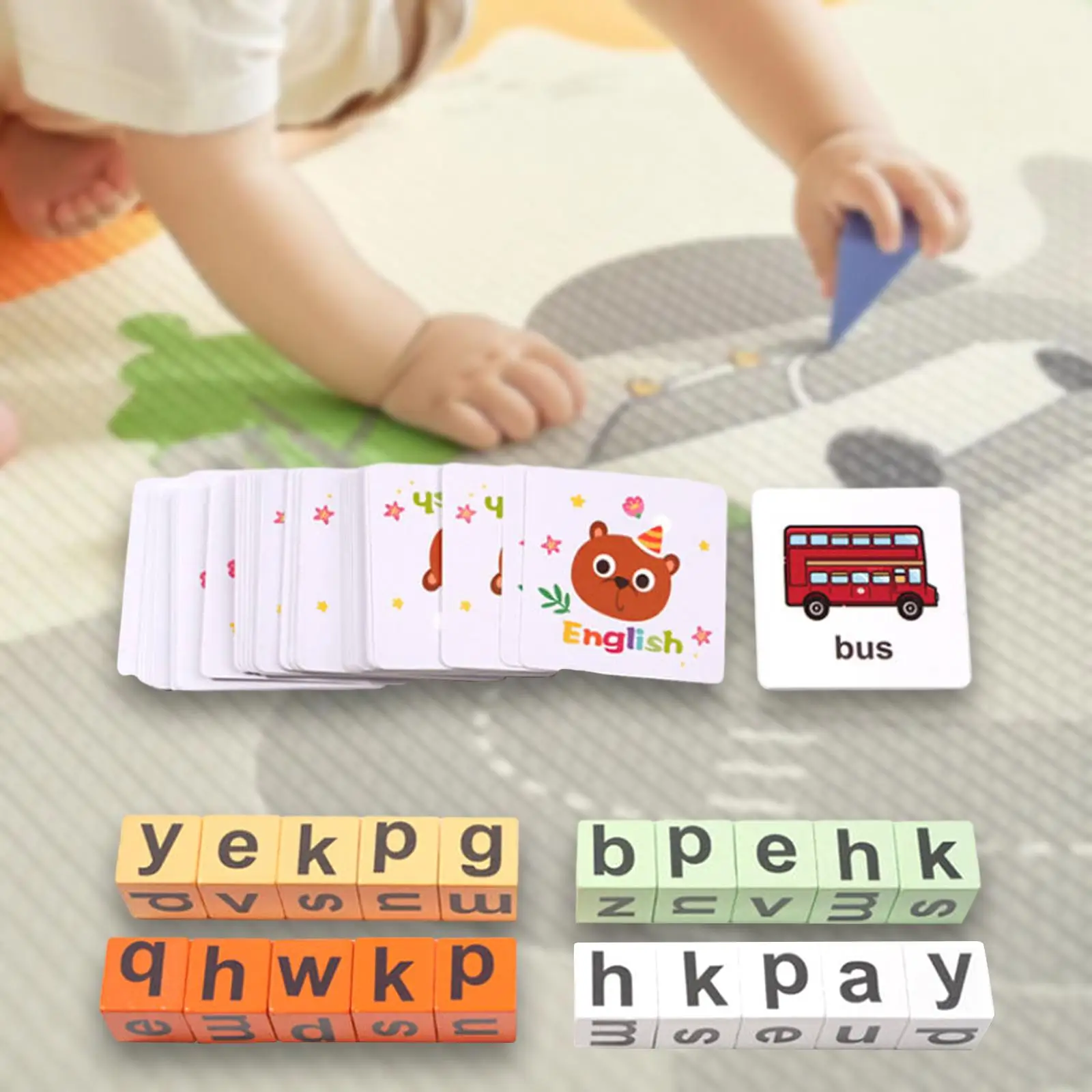 Letter Spelling Block Easy to Use Educational Toy Gift Letter Flash Cards for Children`s Day Toddlers Preschool Kids Birthday