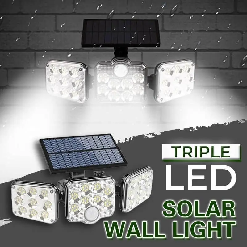 Triple Led Solar Wall Light Remote Control Motion Sensor Waterproof