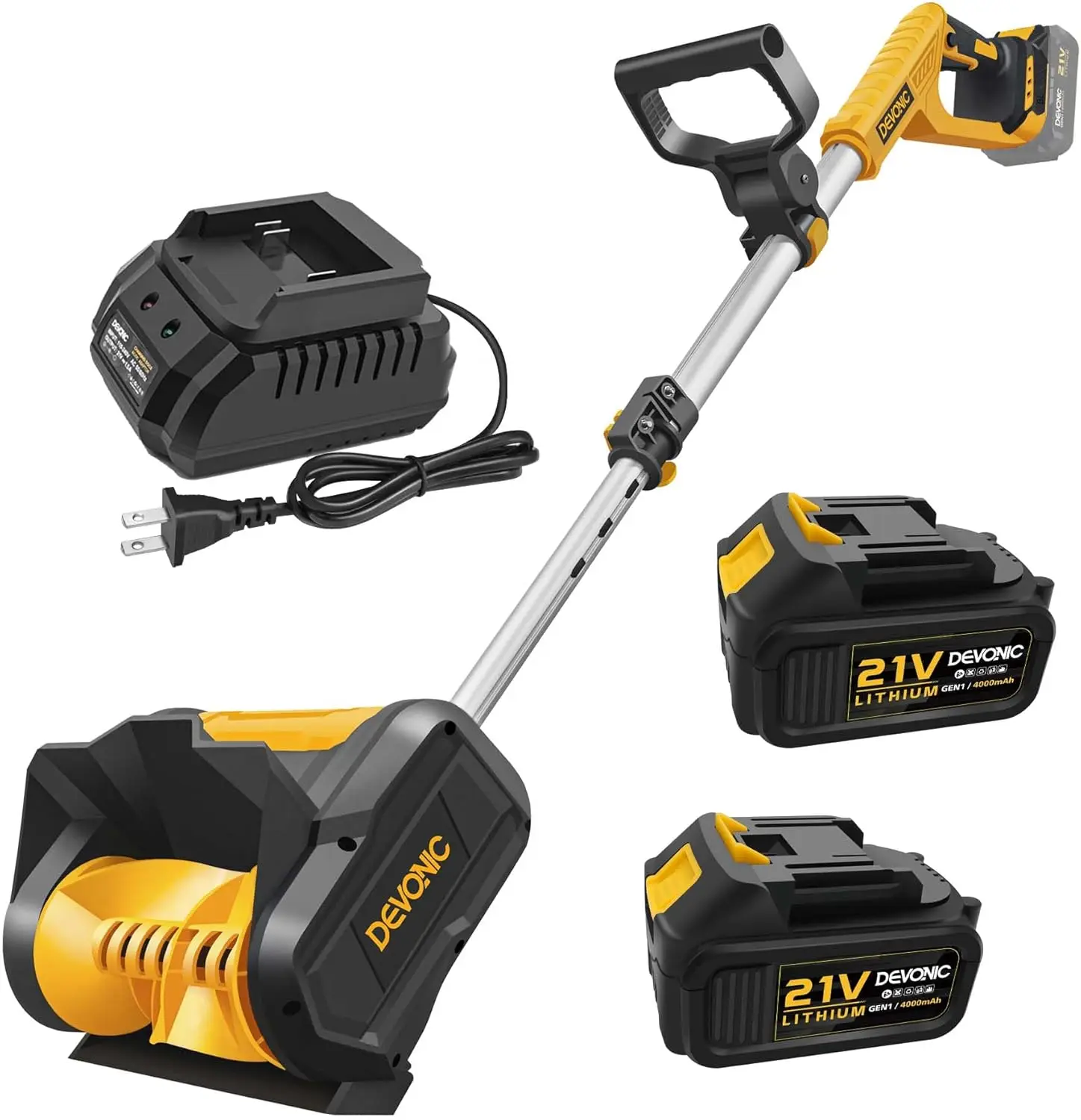 Cordless Snow Shovel,21 Volt 13 Inch 4-Ah Snow Thrower,Snow Blower with Adjustable Front Handle&Telescopic Pole