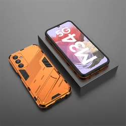 Magnetic Armor Shockproof Phone Case with Stand and Protective Back Cover for Galaxy M54 5G (Orange)