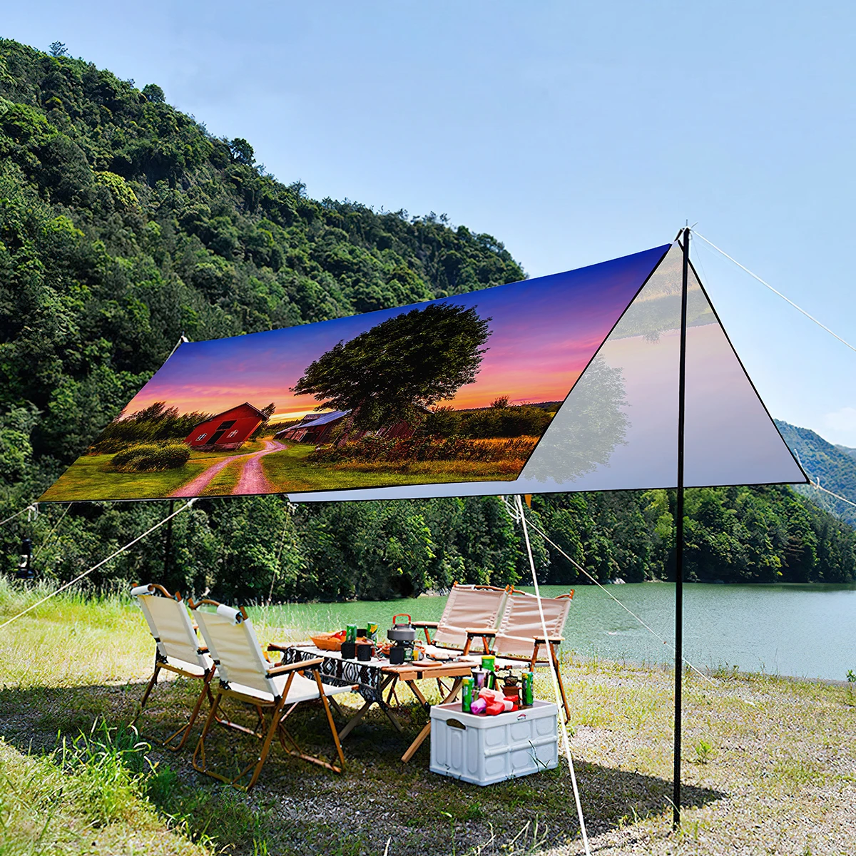 

Farm Print Sun Shade Canopy for A Large Group,Waterproof Lightweight Portable Foldable UV Resistant Tent For Picnic,Beach Party