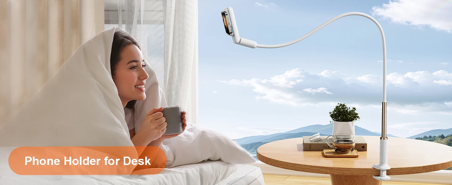 Flexible Gooseneck Phone Holder For Bed And Desk Clamp Mount_voghion.com