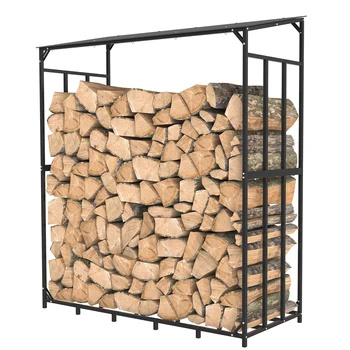 Extra Large Tall Outdoor Firewood Rack with Cover Heavy Duty Square Strong Stand Rack with Waterproof Cover for Fireplace Garden 3