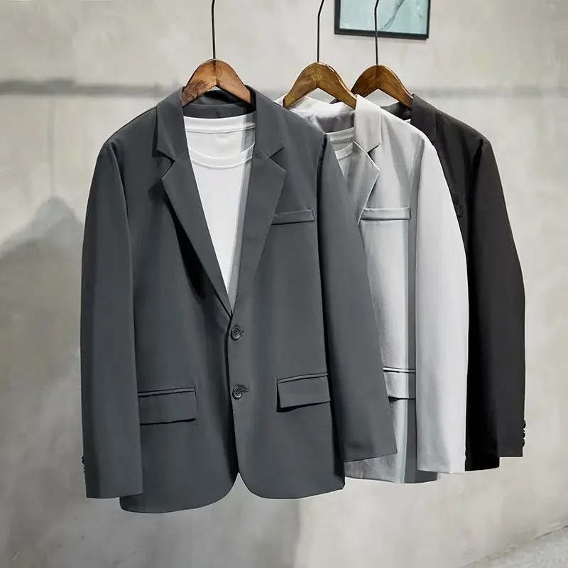 Men's Autumn New Medium-length Jacket Korean Style Business Commuting Slimming Double-buttoned Western-style Suit