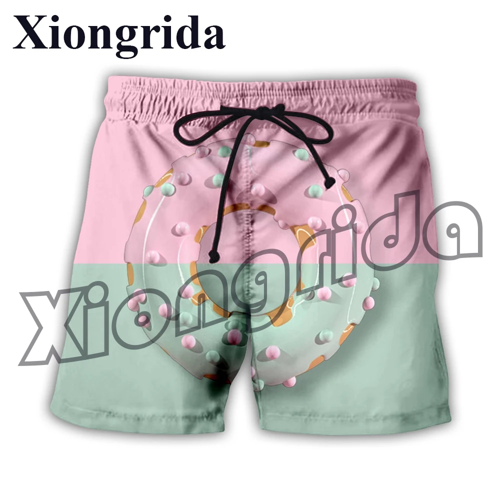 Cute Chocolate Donuts Shorts 3D Print Men's Drawstring Shorts Fashion Unisex Summer Swim Trunks Beach Shorts S-6XL