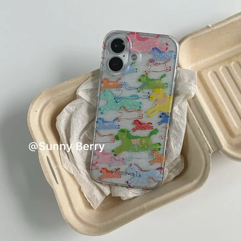 Year of the Horse Cartoon Design Creative Phone Case Y2K Cover