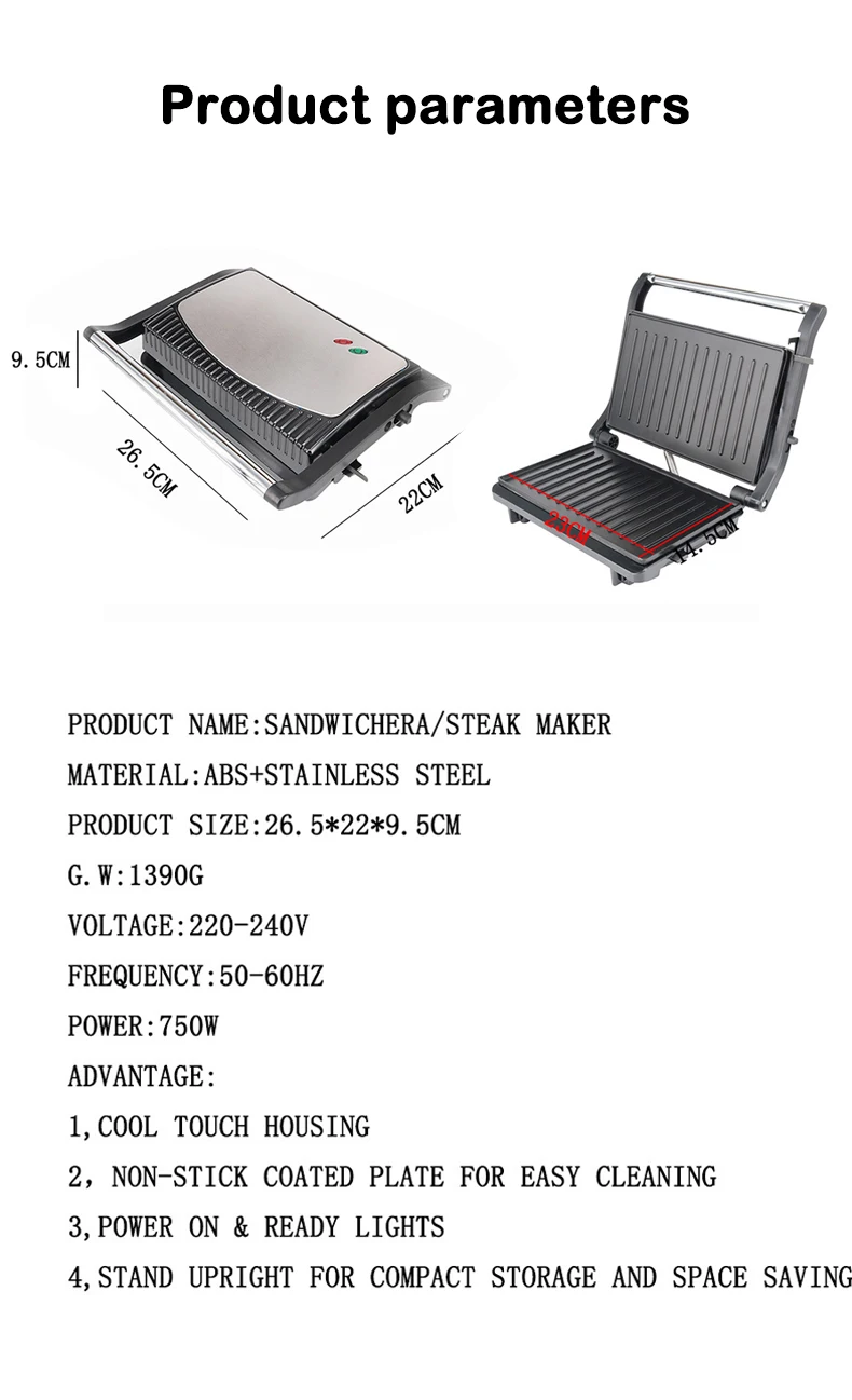 DMWD 110V/220V Sandwich Maker Breakfast Machine Barbecue Roast Intestinal Hamburger Panini Machine Steak Frying Pan Eggs Cooker
