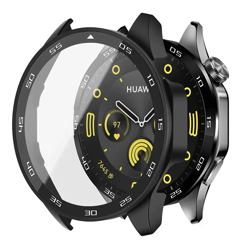 Premium Full-Cover Glass Protective Case for Huawei GT4 Smartwatch