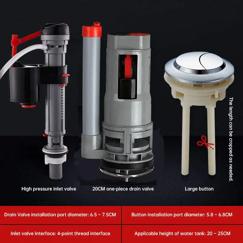 Toilet Fill And Flush Valve Kit Dual Control Button WC, 45 OFF