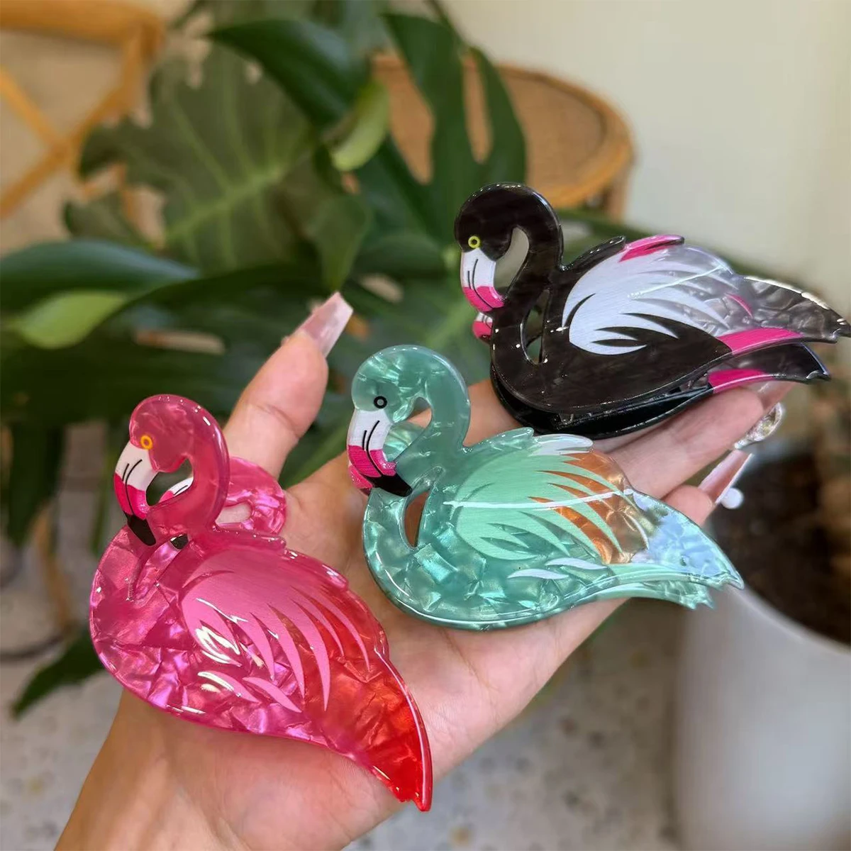 1 Stück Acryl-Flamingos Haarspange, Tier-Serie, niedliche Cartoon-Haaraccessoires, Haarklammer für die Haarwurzel