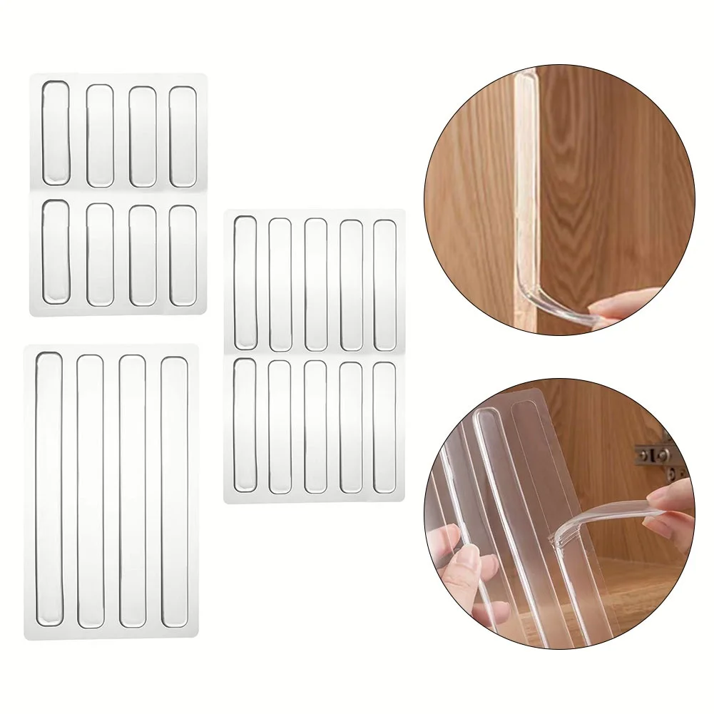 1PCS No Punching Silicone AntiCollision Door Stickers Transparent Wall Protection Pad Silicone Invisible Anti-collision Strip