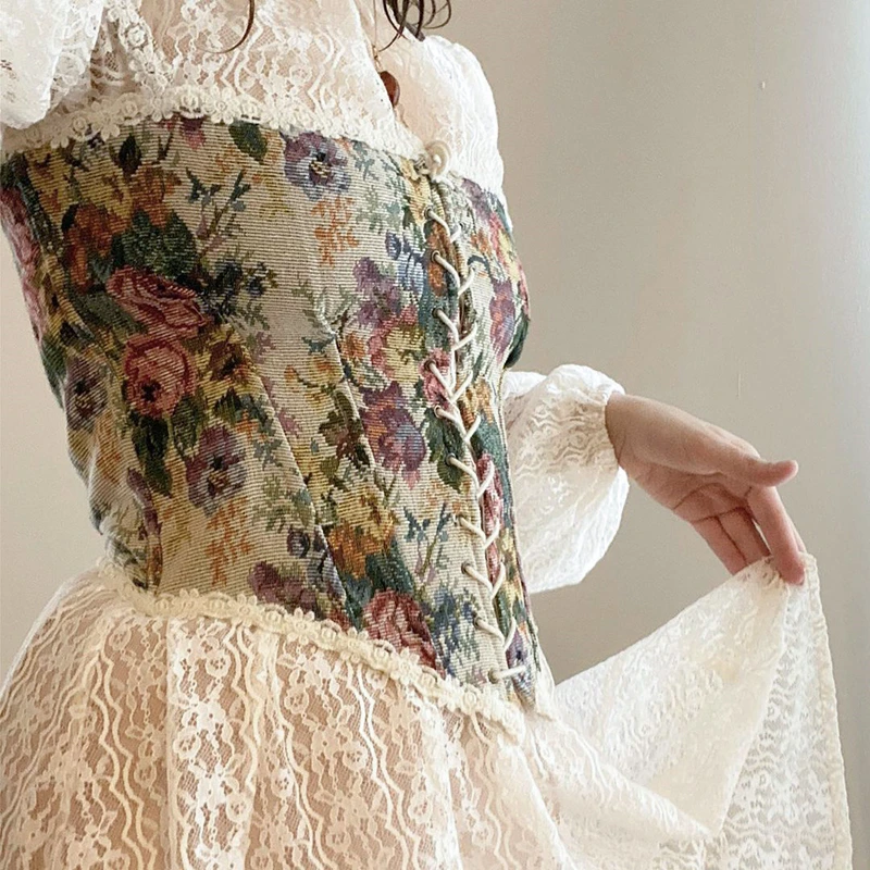Fashion Court Women Corset Summer Sleeveless Lace Up Hollow Out Slim Irregular Bustier Crop Top Female Shaper Streetwear