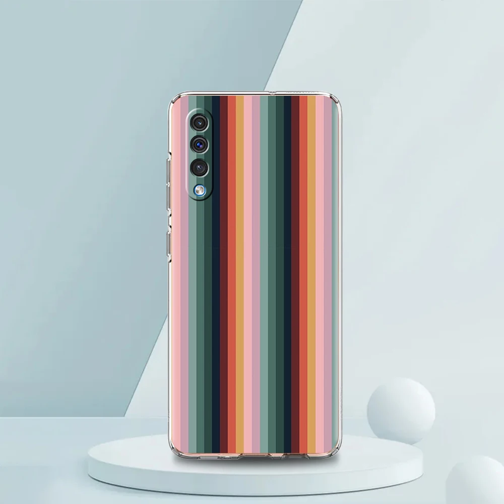 Retro Rainbow Stripe Art Silicon Transparent Phone Case Bag