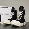 Ro Designer Black Flat-bottomed High-top Embroidered Canvas Shoes, Booties, Zippers and White Cloth Shoes, Couple's Men's Shoes 4