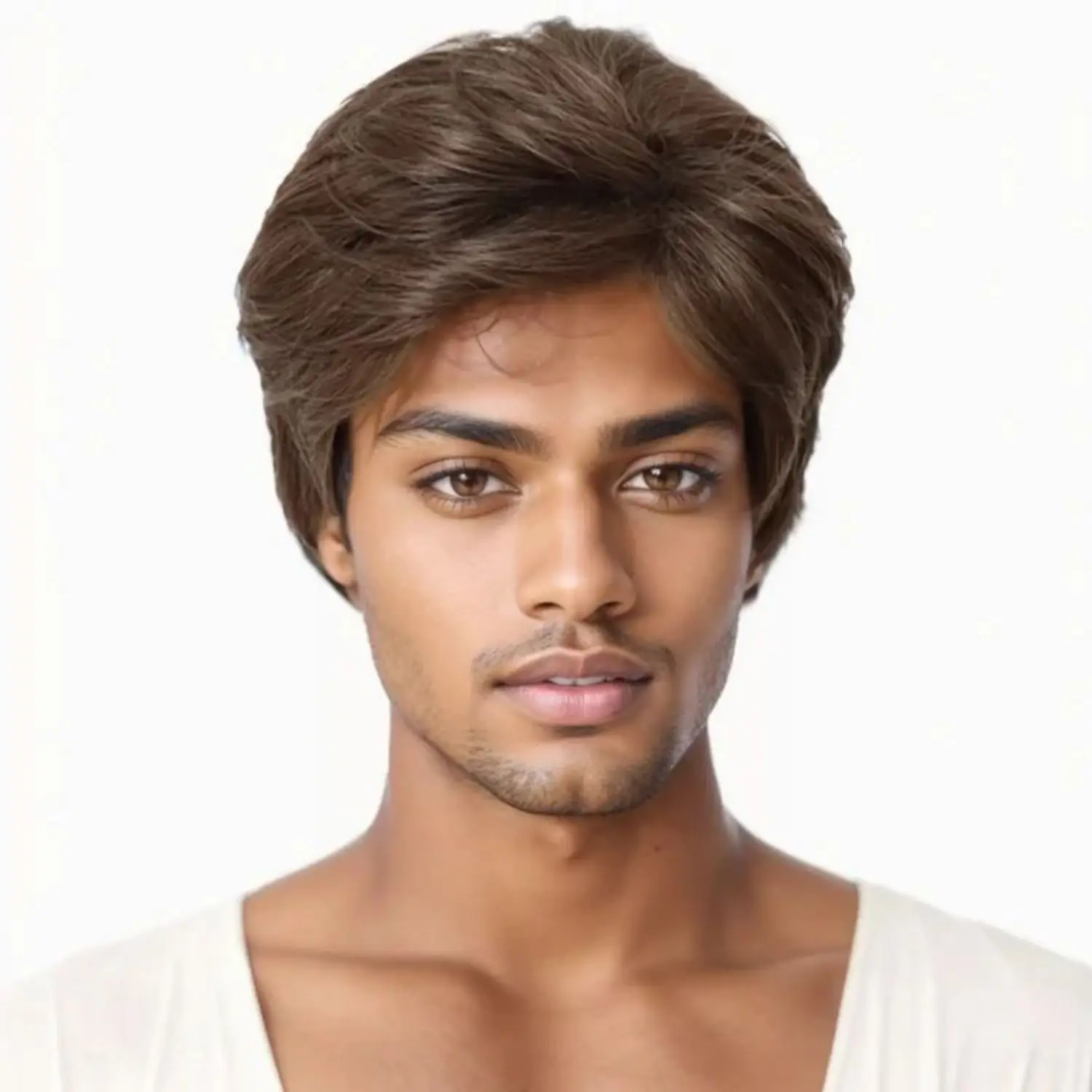 Synthetic Hair Men's Wig Short Haircuts Brown Wig with Bangs Natural Hairstyles for Hair Wigs Layered Curly Glueless Wigs Male