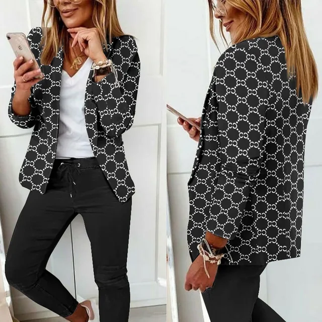 Set Donna 2 Pezzi Blazer E Pantaloni A Righe - Abito Ufficio Elegante Primaverile - Foto 5