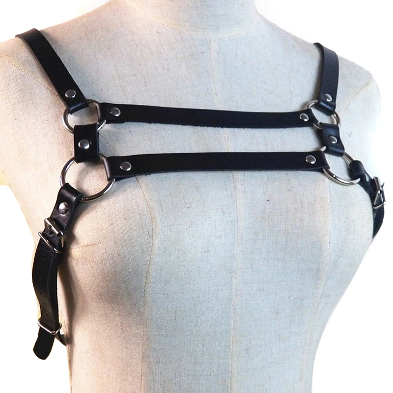 

Men's Faux Leather Chest Harness Buckles Bondage Clubwear Costume Black