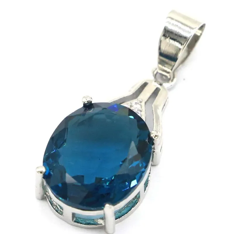 3G Real 925 Ciondolo In Argento Sterling Massiccio Bellissimo Granato Tsavorite Golden Citrine London Blue Smoky Topaz Cz Ladies Party