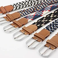 107/120/130cm UNISEX Casual Knitted Pin Buckle Women Belt Woven Canvas Elastic Expandable Braided Stretch Jeans Belts for Men 2