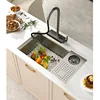 304 Stainless Steel Undermount Kitchen Sink with Cover Plate, Cup Washing, Single Bowl Mini Vegetable Basin for Island Bar 5