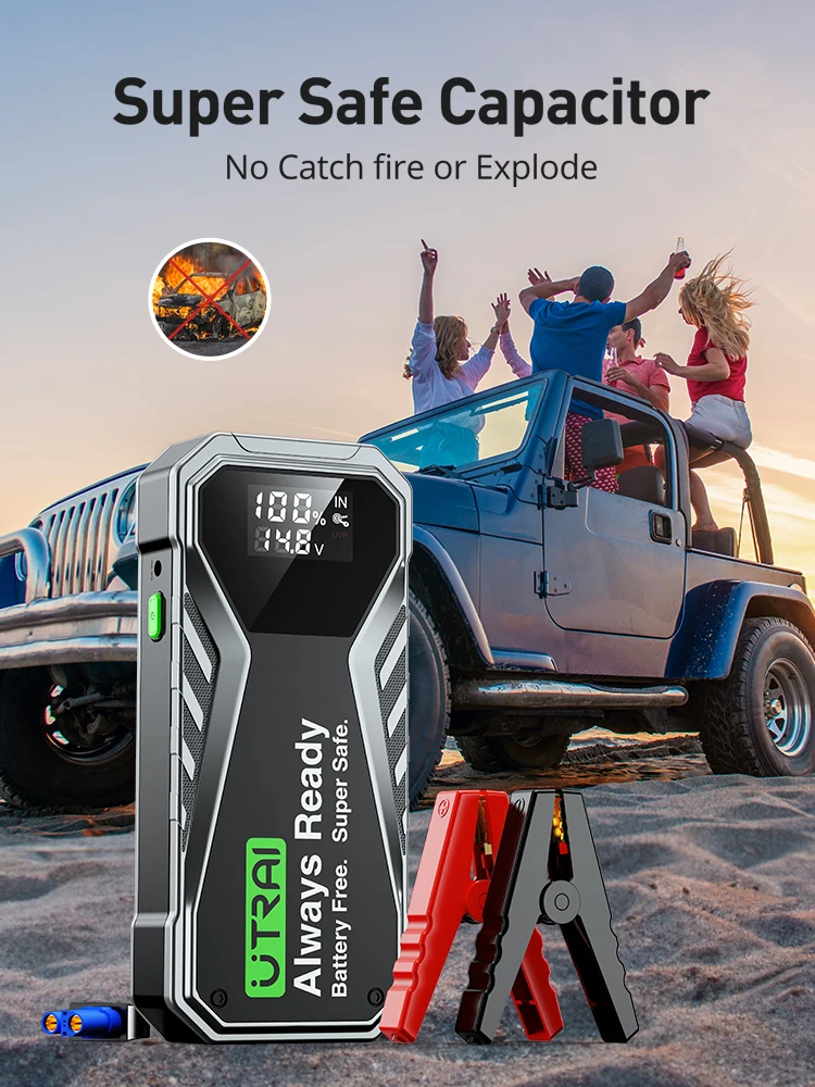 UTRAI Super Capacitor Car Jump Starter Battery Less Quick Charge Super Safe 1000A Portable For Emergency Booster Starting Device car jump starter