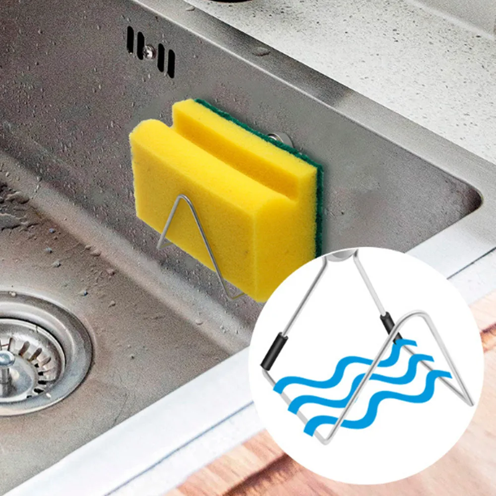 Magnetic Sponge Holder for Kitchen Sink Caddy Stainless Steel No Drilling with Adhesives Waterproof Quick Drying Accessories 6