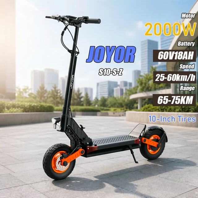 Trottinette électrique pliable JOYOR S10-S-Z, moteur 2000W, batterie 60V18Ah, autonomie 75 km et vitesse maximale 60 km/h, pneus 10 pouces, trottinette électrique pour trajets urbains 1
