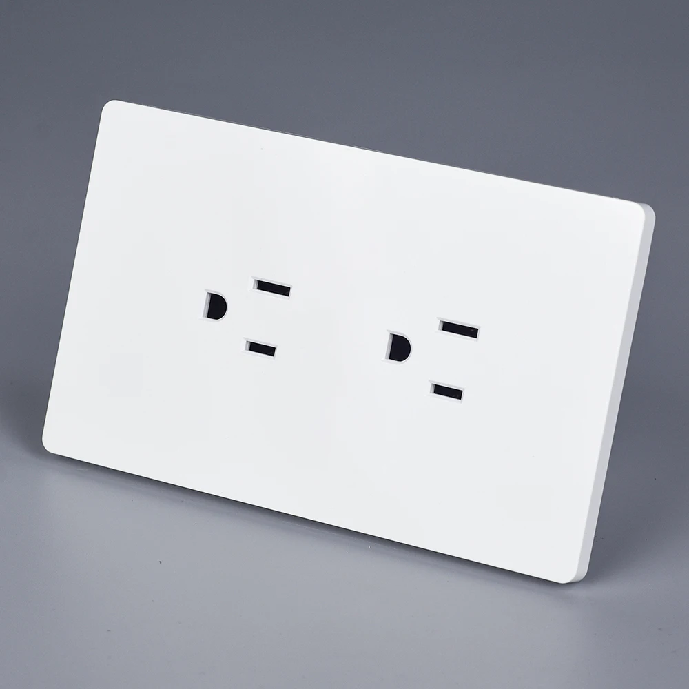 VISWE Dual Socket US Standard electrical outlets 15A 220V, American Wall plug Full Screen Plastic Panel