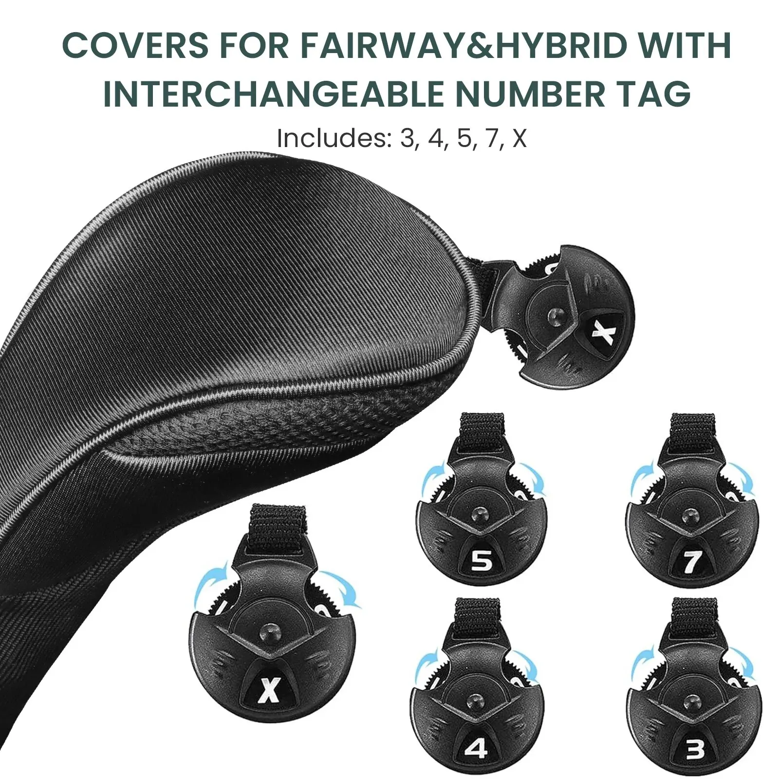 Golf Club Head Covers Golf Club Head Covers for Woods Hybrids 1Pc Long Neck Golf Clubs Headcovers with Interchangeable No.Tags Accessories