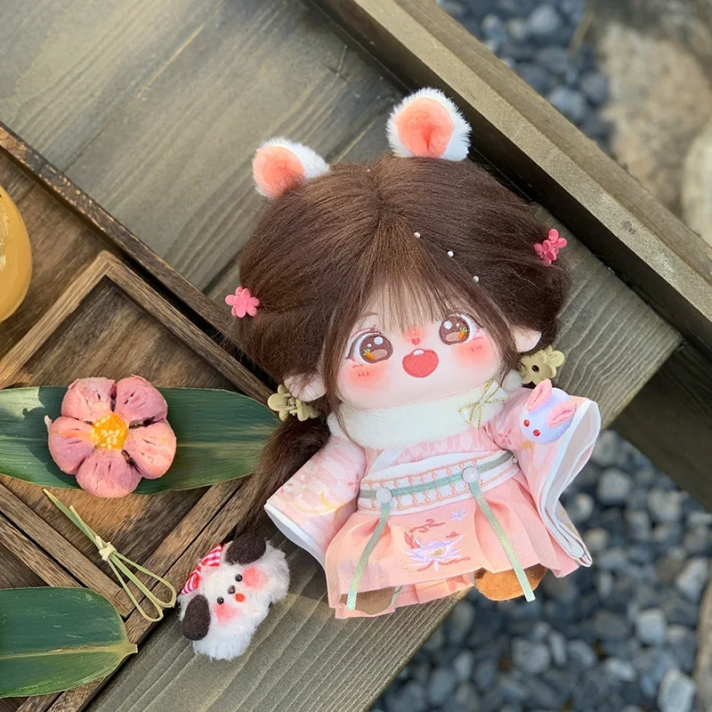 

Pink Blue Yukata Kimono Japanese Hanfu Dress Skirt New Year Suit Gorgeous Scarf Costume Stuffed Plushie 20cm 30cm Doll Clothes