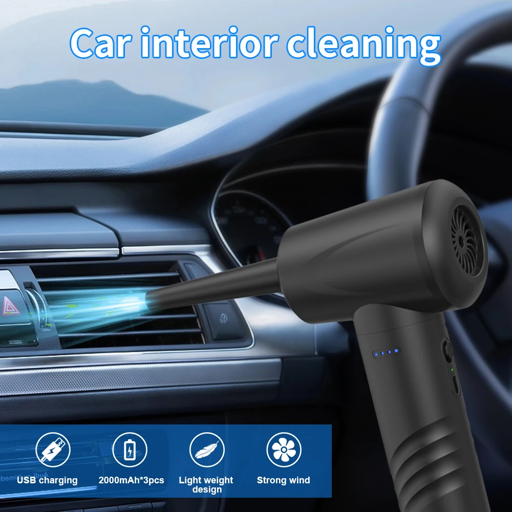 Protable Air Duster for Computer Cleaning 53000RPM Cordless Compressed Air Blower with LED Light for PC computers Keyboard Clean 4