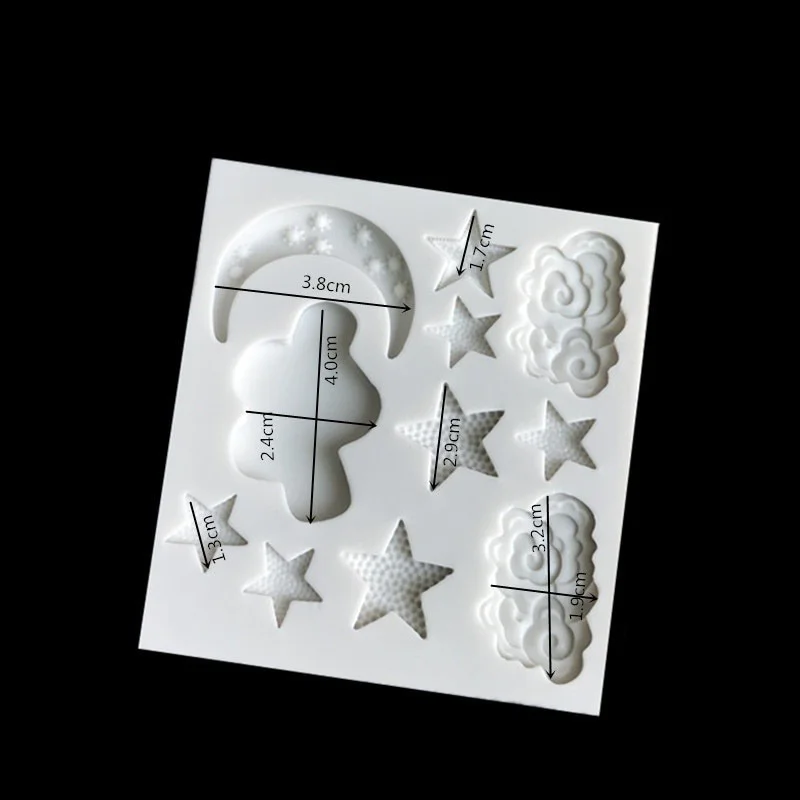 1pc Star Cloud Moon Silicone Mold Cupcake Fondant Cake Decorating Tools Chocolate Gumpaste Moulds Color Random