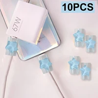 1-10Pcs ฤดูร้อนแฟชั่นน่ารัก 3D ดาวสายปลอกป้องกันป้องกันสายไฟสำหรับไอโฟน 18W 20W ประเภท C ข้อมูล 1