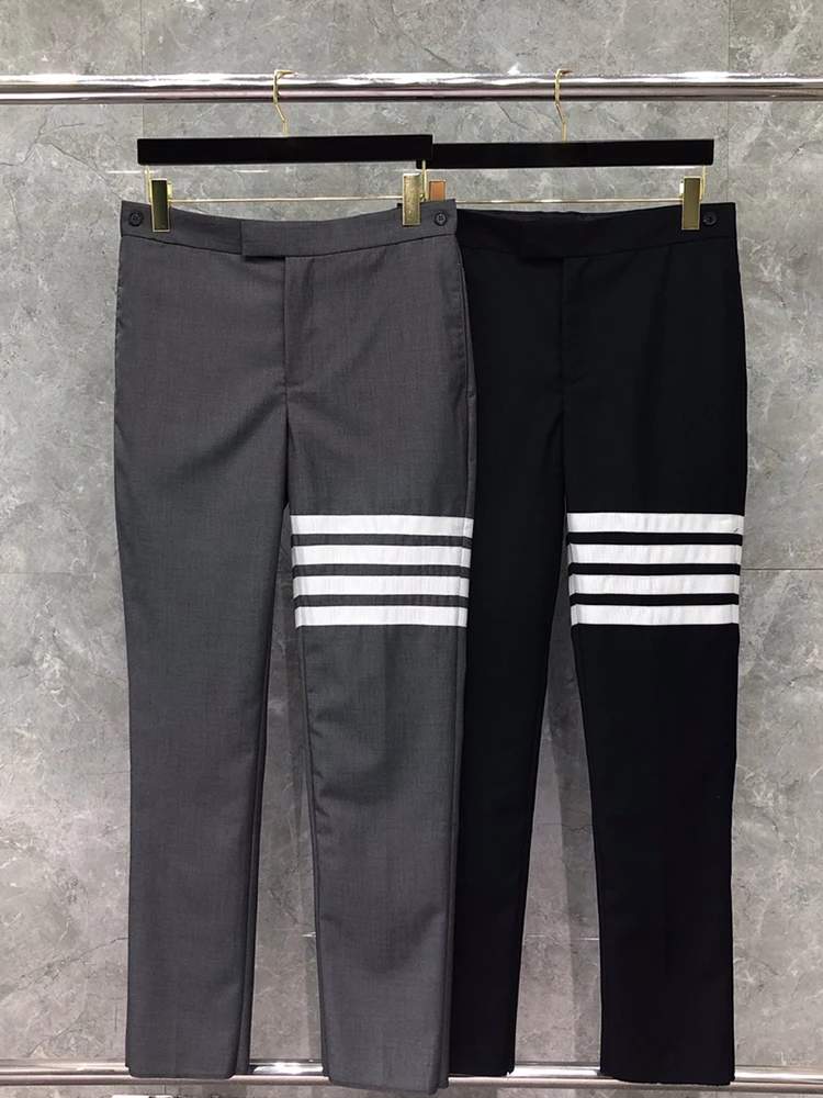 ay Briti Sle Men's Slim Straight Leg Pants Faionable Casual Trousers for Youth Korean Sle Long Pants