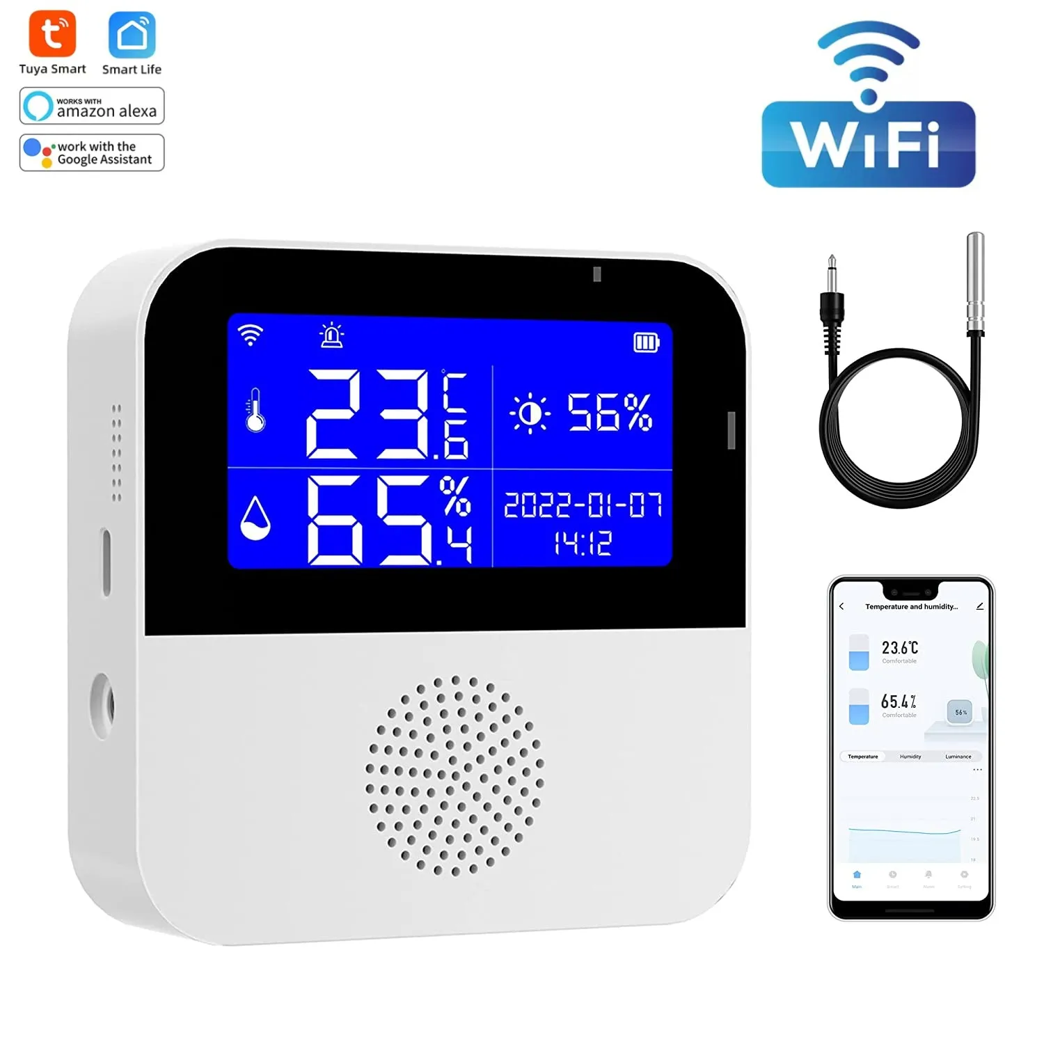 WiFi Hygrometer Thermometer 5 Pack,Indoor Thermometer for Home,Support Alexa Google Assistant,Temperature Humidity Remote Monitor for Room