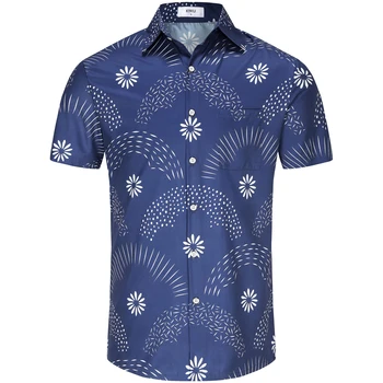 KYKU Men's Casual Button-Down Shirts Hawaiian Shirt Short Sleeve Beach Clothes with Pockets 1