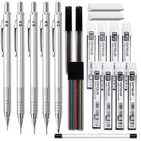 20pcs Full Metal Machanical Pencils Set 0.3 0.5 0.7 0.9 2.0mm Pencils with Storage Case, Pencils Lead,Eraser School Stationery 1
