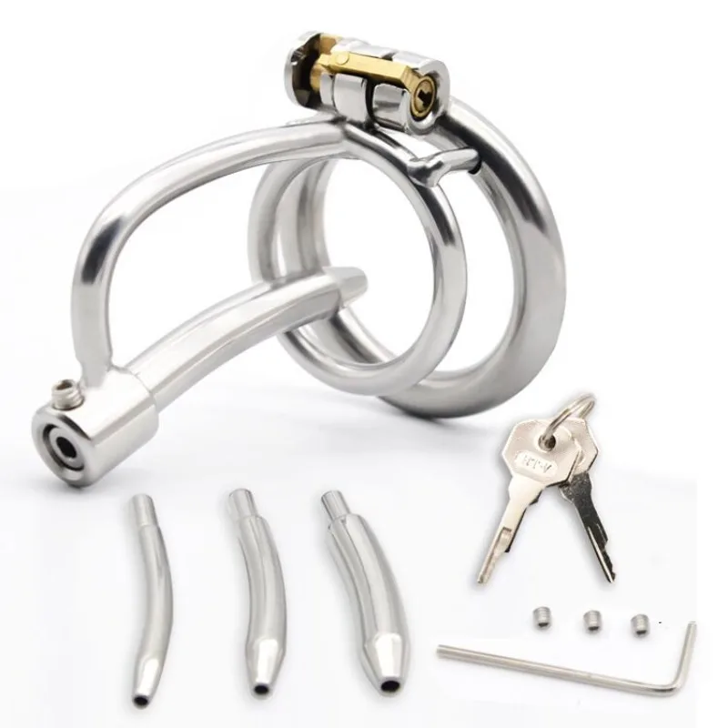 Stianless Steel Chastity Cage with Urethral Plug Penis Cuckold Fetish Bondage Sex Toy for Men Erotic Femboy Women's Panties 18+