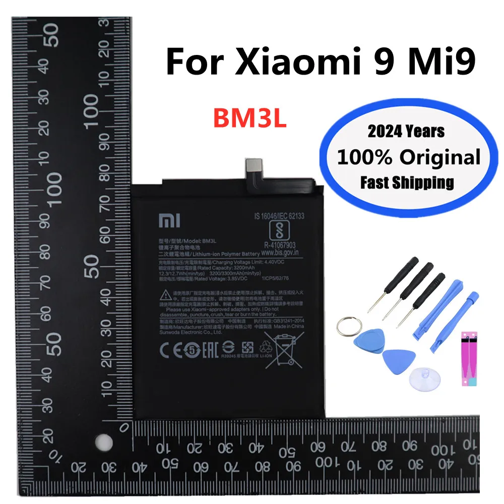 

2024 Years 3300mAh BM3L Xiao mi Original Battery for Xiaomi 9 MI9 M9 MI 9 Mobile Phone Replacement Battery + Tools Fast Shipping