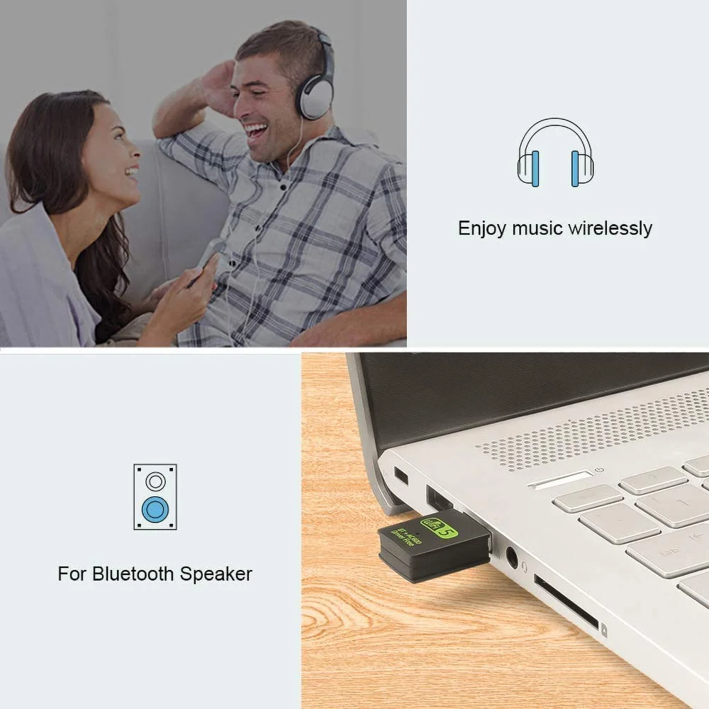 Hannord 2 in 1 듀얼 밴드 USB 와이파이 블루투스 어댑터, 무료 드라이브, 와이파이 5 동글 네트워크 무선 WLAN 리시버, 600Mbps, 2.4, 5Ghz