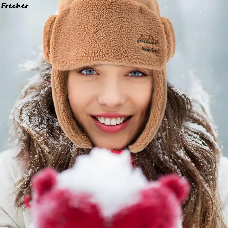 Windproof Russian Hat 2022 Winter Warm Bomber Hats With Earflap Cycling Skiing Outdoor Trapper Ushanka Fashionable Balaclava