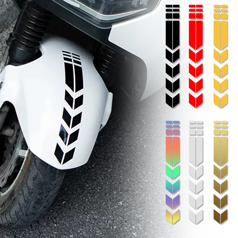 Motorcycle Front and Rear Fender Arrow Stripe Stickers Scooter Decoration Motorbike Reflective Mudguard Vinyl Decals 34x5.5CM areyourshop rear mudguard fender for sportster bobber chopper cafe racer