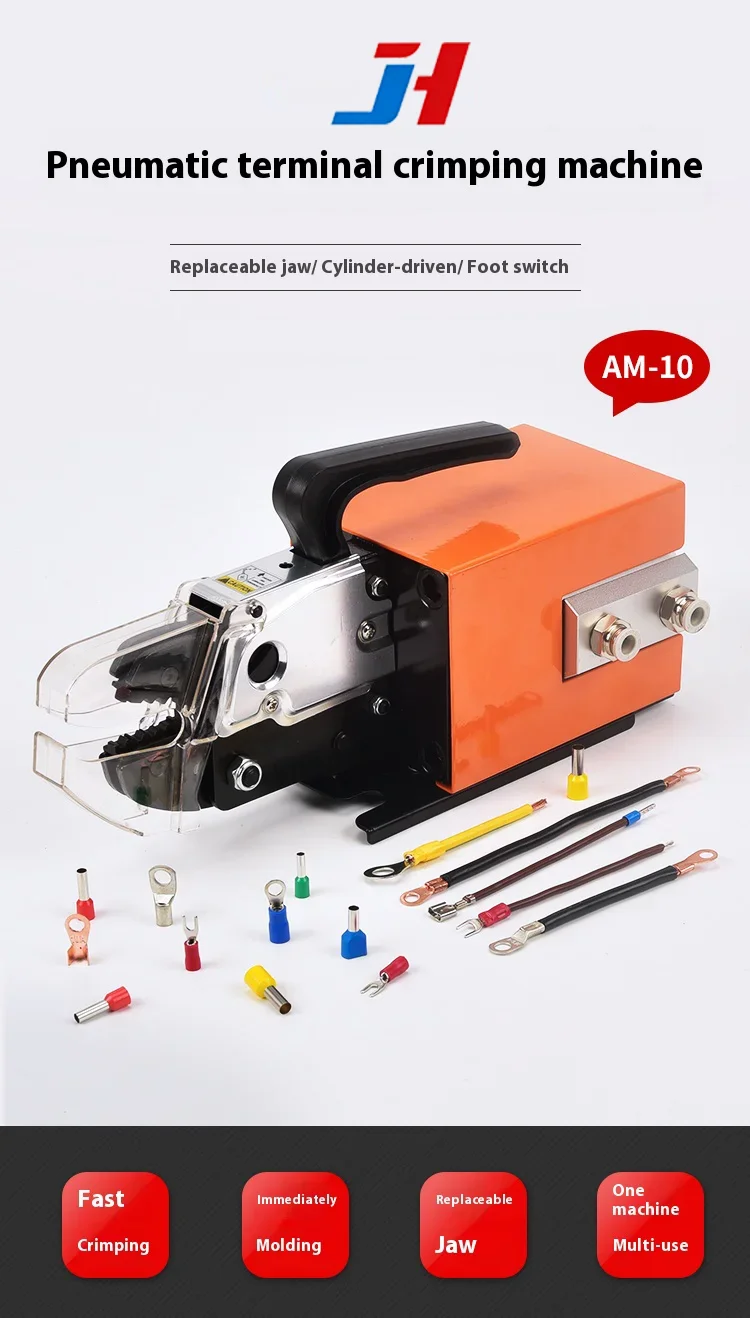 JH AM10 Pneumatic Crimping Machine 1.3T 0.6-0.8Mpa for Insulated 6mm2, Non-insul