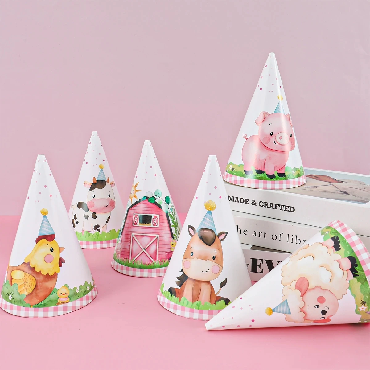 Pink Farm Cow Disposable Tableware Barnyard Farm Theme Birthday Party Decoration Girl Baby Shower Farmland Animal Party Supplies