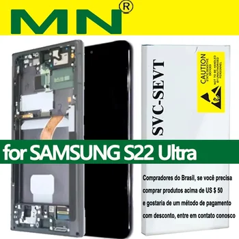 Display AMOLED dinamico da 6.8 "per Samsung S22 Ultra 5G LCD SM-S908B SM-S908B/DS S908U Touch Screen Digitizer Assembly