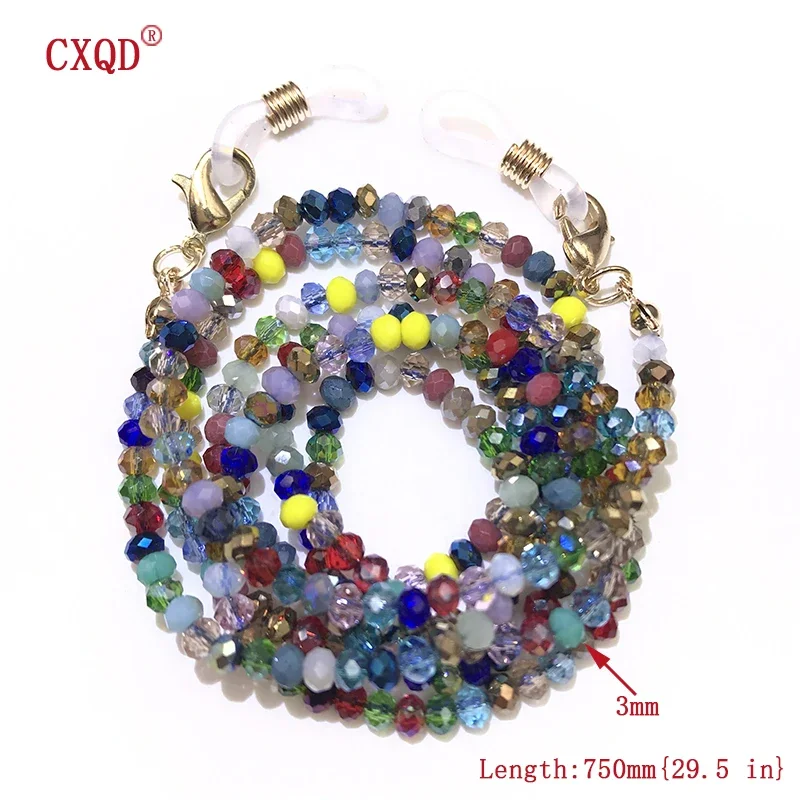 Handmade Fashion 3mm Electroplated Reading Glasses Chain Beaded Lanyard Women's Sunglasses Cords Eyewear Mask Holder Gift reading glasses chain