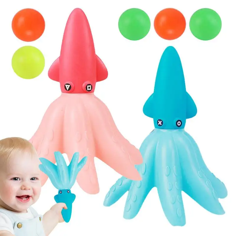 

Ball Thrower Toy For Kids Shark/Octopus Pop And Catch Ball Game With 5 Balls Busy Ball Popper Active Toy For Outdoor Indoor Game