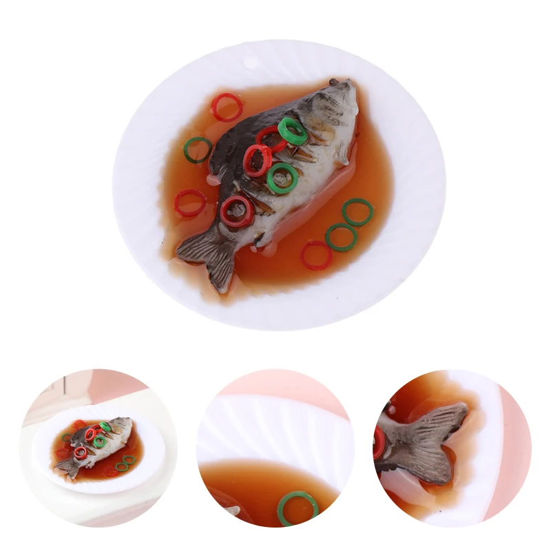 

1:6 1:12 Dollhouse Simulation Braised Fish Dollhouse Chinese Cuisine Model Dollhouse Kitchen Food Accessories Pretend Play Toys